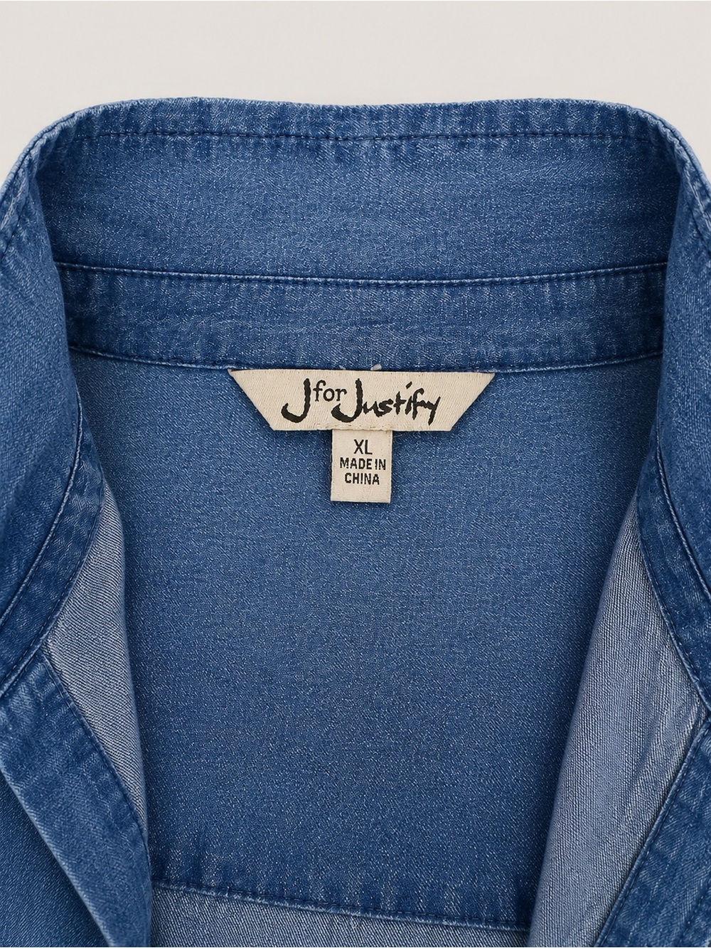Justify Chambray Denim Romper Women’s XL Long Sleeve Drawstring Blue - Picture 2 of 2